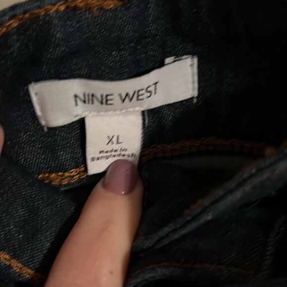 Nine West Blue A-line Denim Mini Skirt with Tie Front - Picture 4 of 5